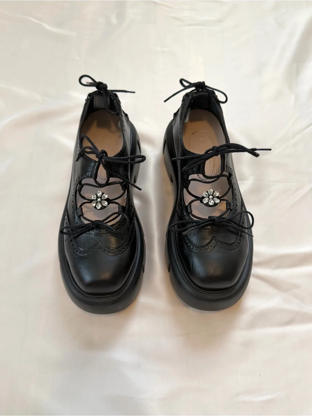 Simone Rocha Black Open Lace Up Brogue